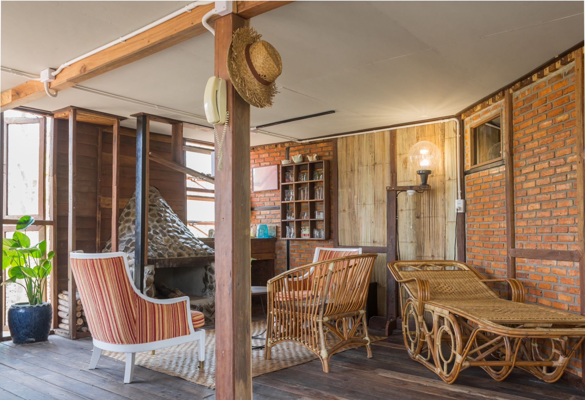 Interior Design Room in Country Loft Style Wide View.