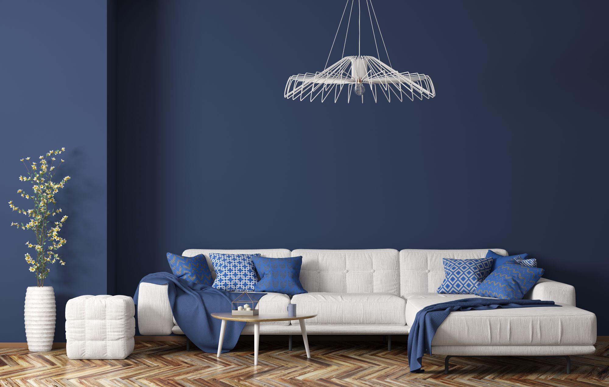 living room blue sofa interior design